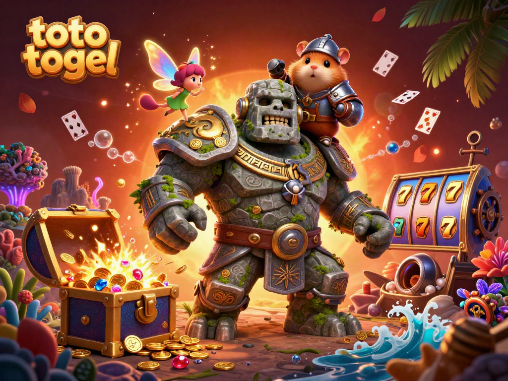 Experience the thrill of toto togel with our characters in a vibrant casino scene full of magic and excitement.