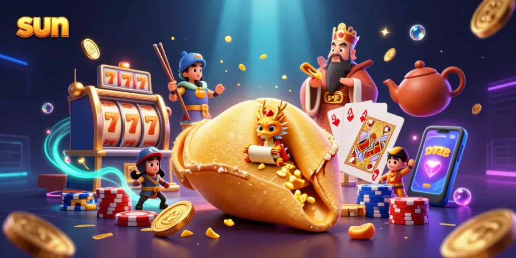 Spin and win with sun-themed slots in this vibrant casino illustration.