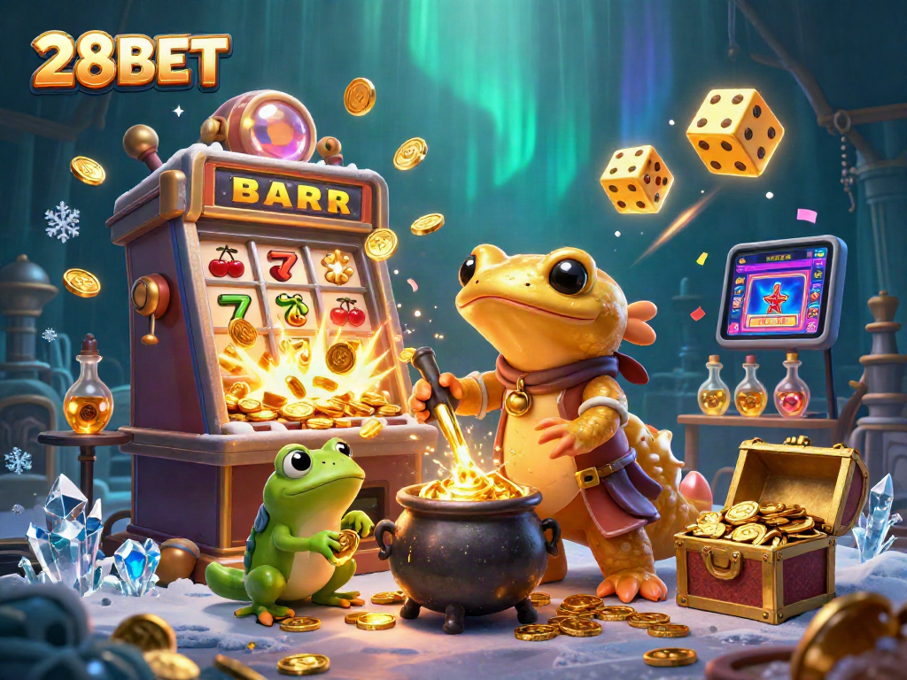 28BET's immersive casino experience, featuring dynamic characters and action-packed gaming elements.