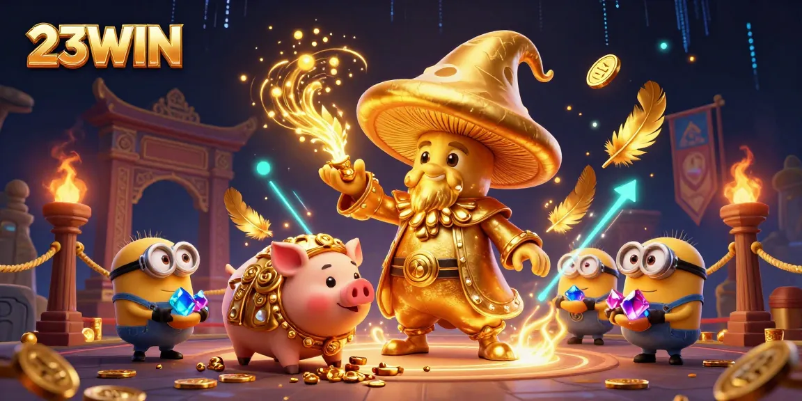 Experience the thrill of 23WIN with a magical casino scene featuring treasure and excitement.