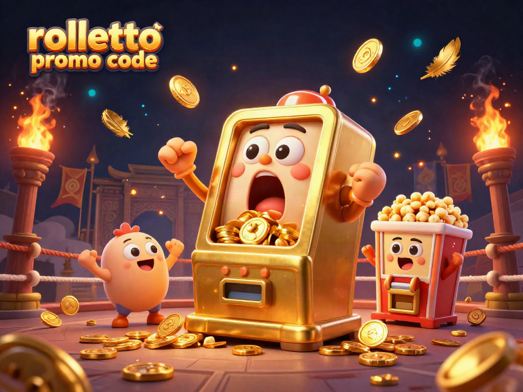 Spin to win with the rolletto promo code in a vibrant 3D casino scene filled with excitement!