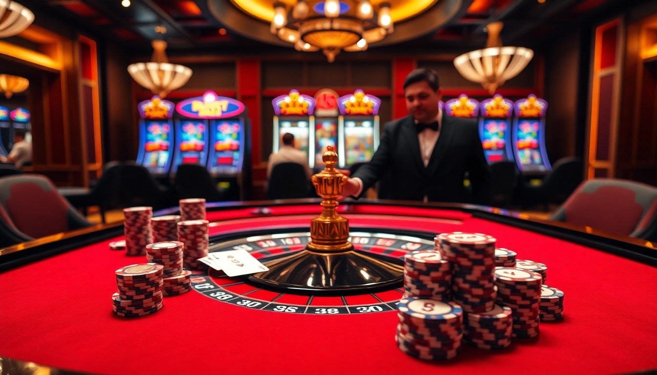 Experience the thrill of gambling with the B8 roulette table and vibrant casino atmosphere.