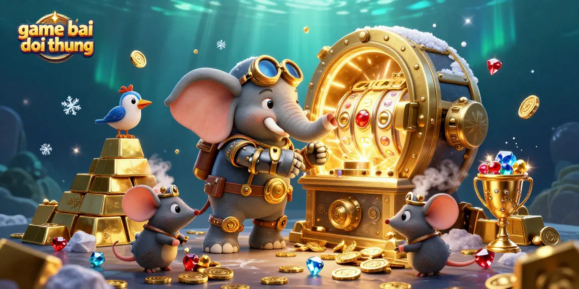 Experience the excitement of game bai doi thuong with stacked treasure and slot machine action.