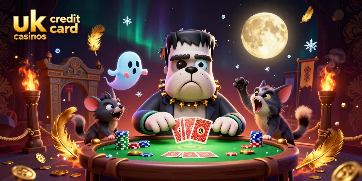 Engage with thrilling gameplay at uk credit card casinos featuring a monster dealer at a spooky table.