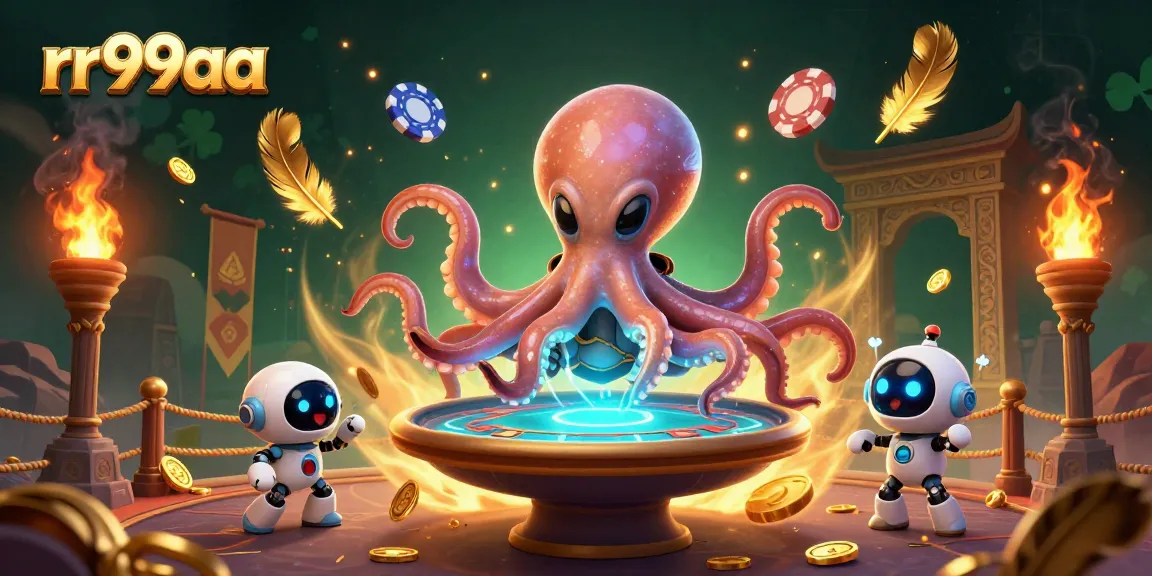 Engage with thrilling poker action at rr99aa featuring a whimsical alien octopus and dynamic gaming elements.