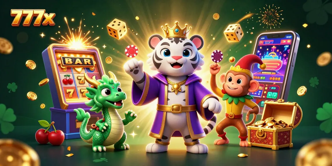 Experience the vibrant world of 777x casino with an elegant tiger and golden monkey in an epic scene.