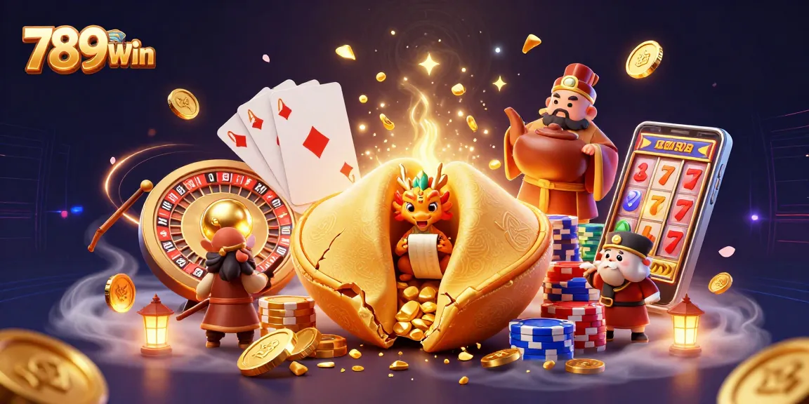 Explore exciting rewards at 789Win with a dynamic 3D casino adventure illustration.