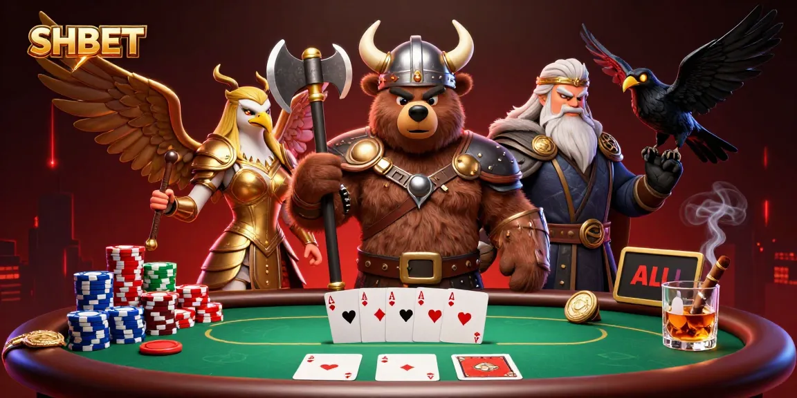 Win exciting games at SHBET with a vibrant 3D casino scene showcasing thrilling poker action.