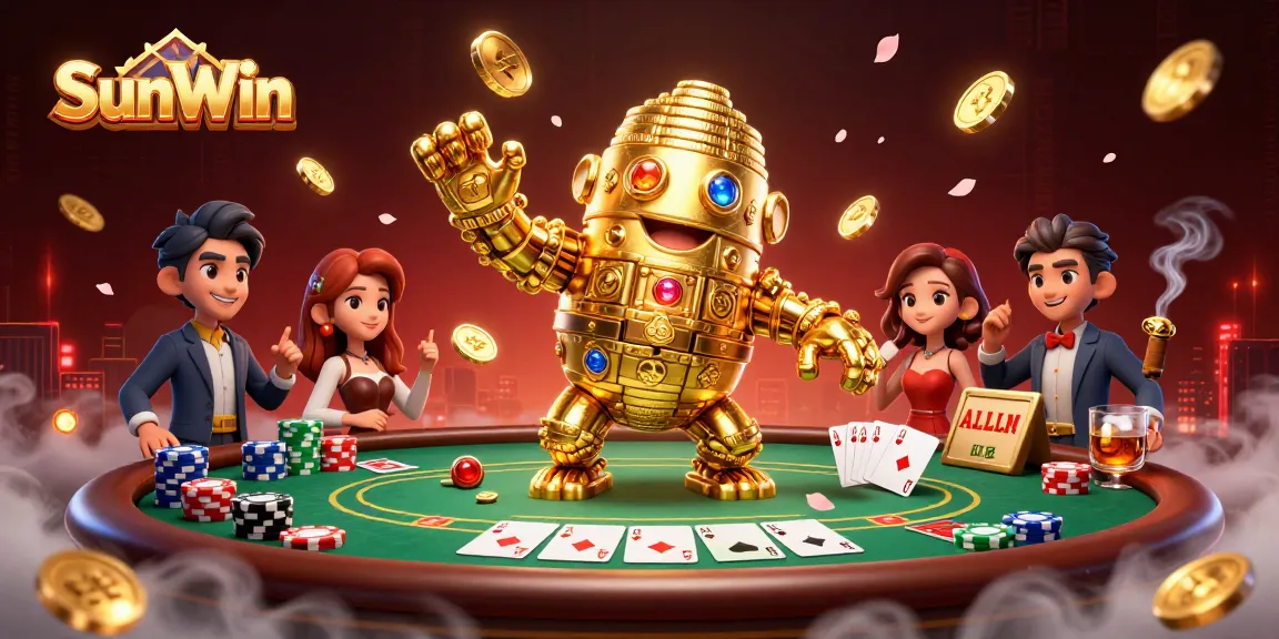 Experience the thrilling games at SunWin with an ancient golden golem and poker excitement.